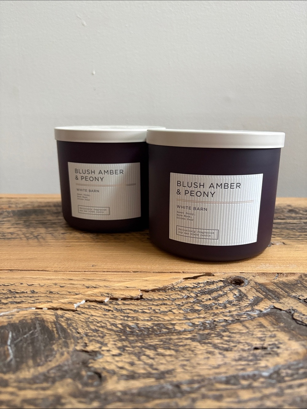 White Barn Blush Amber & Peony Candle - Deep Purple ~ Lot of 2 NIB